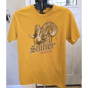 Vintage Gildan Shiner Bock Beer Logo Shirt Yellow Unisex M Short Sleeve Tee